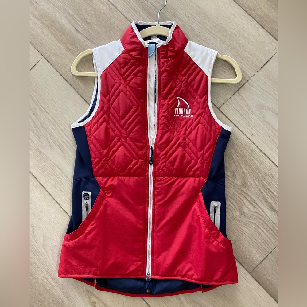 Peter Millar navy white and red quilted vest